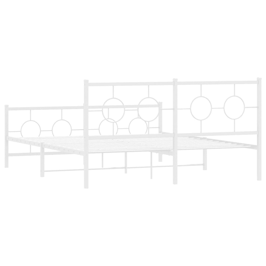 Giroletto con Testiera e Pediera Metallo Bianco 150x200 cm