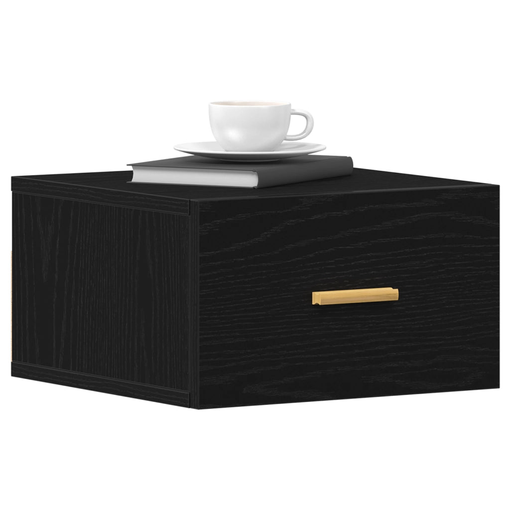 Cabinet da comodino a muro  Nero Rovere 35x35x20 cm