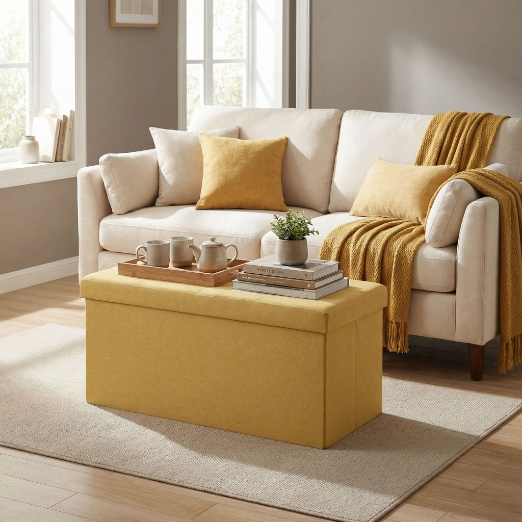 Poltrona Puff con Contenitore ¨C Zephmum ¨C Giallo 76x38x38 cm