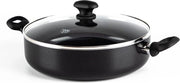 Padella ceramica antisud antiaderente - 28 cm/43 litri - Con coperchio e 2 maniglie - Senza PFAS - Adatto per induzione - Resistente al forno fino a 160°C - Nero