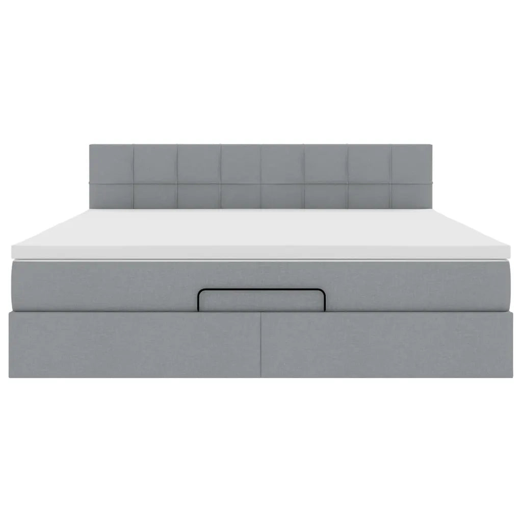 Pouf Letto con Materasso Grigio Chiaro 160x200 cm in Tessuto 3311470