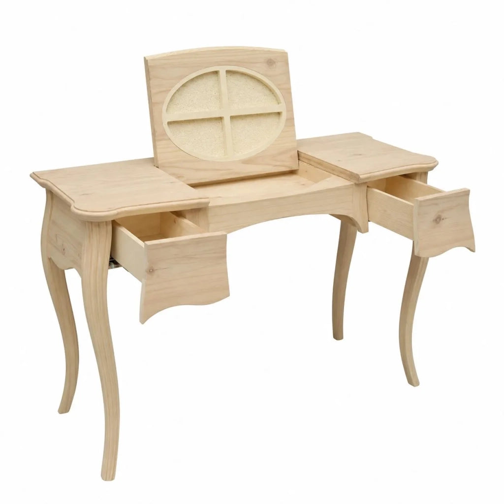 Toeletta in legno 2 cassetti grezzo l.120 p.50 h.80 (059) - Mobili 2G