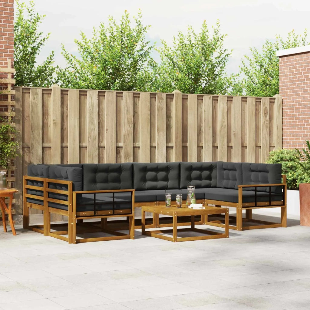 Set di divani da esterno con cuscino 7 pcs Naturale e Antracite