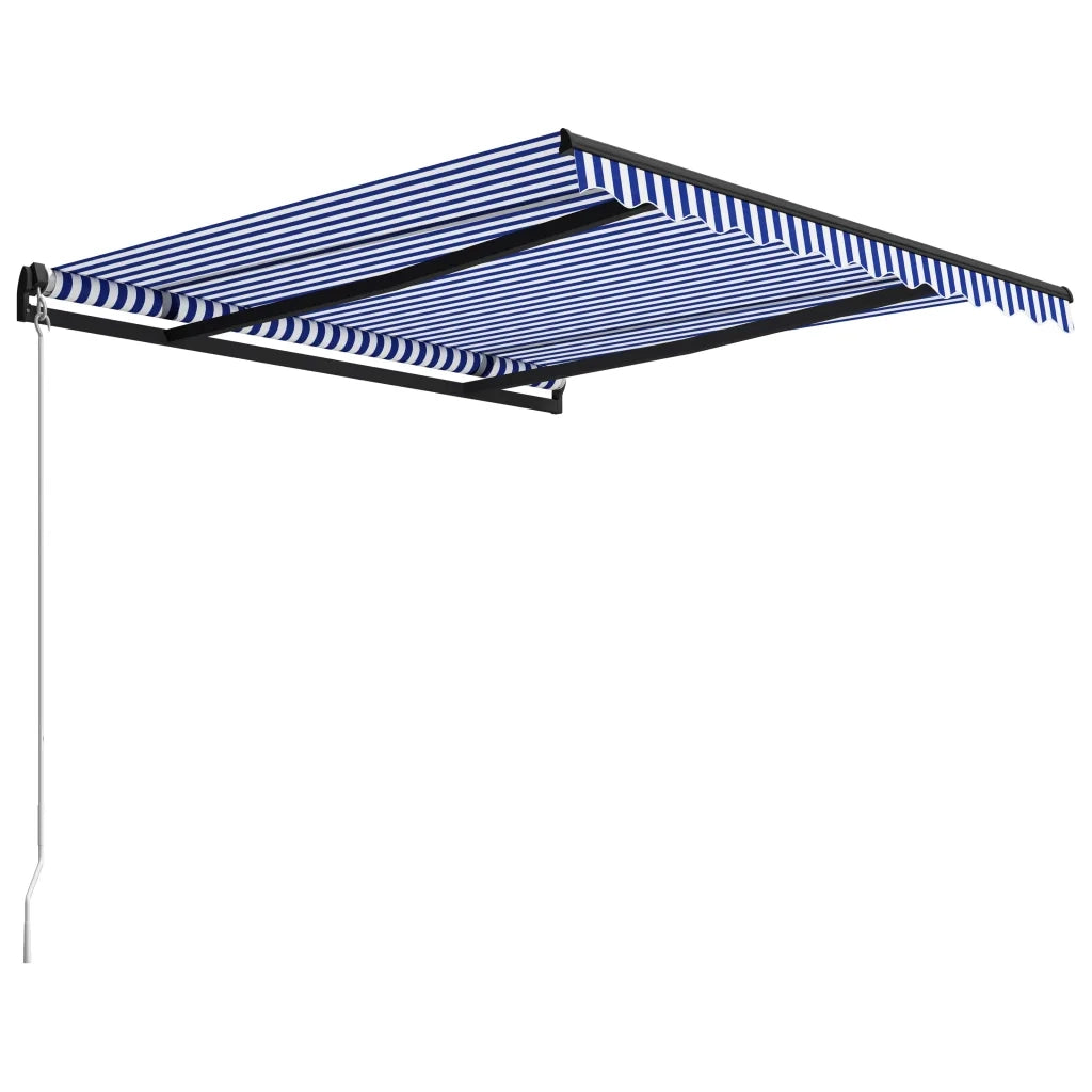 Tenda da Sole Retrattile Manuale-Tenda parasole per Patio 300x250 cm Blu e Bianca