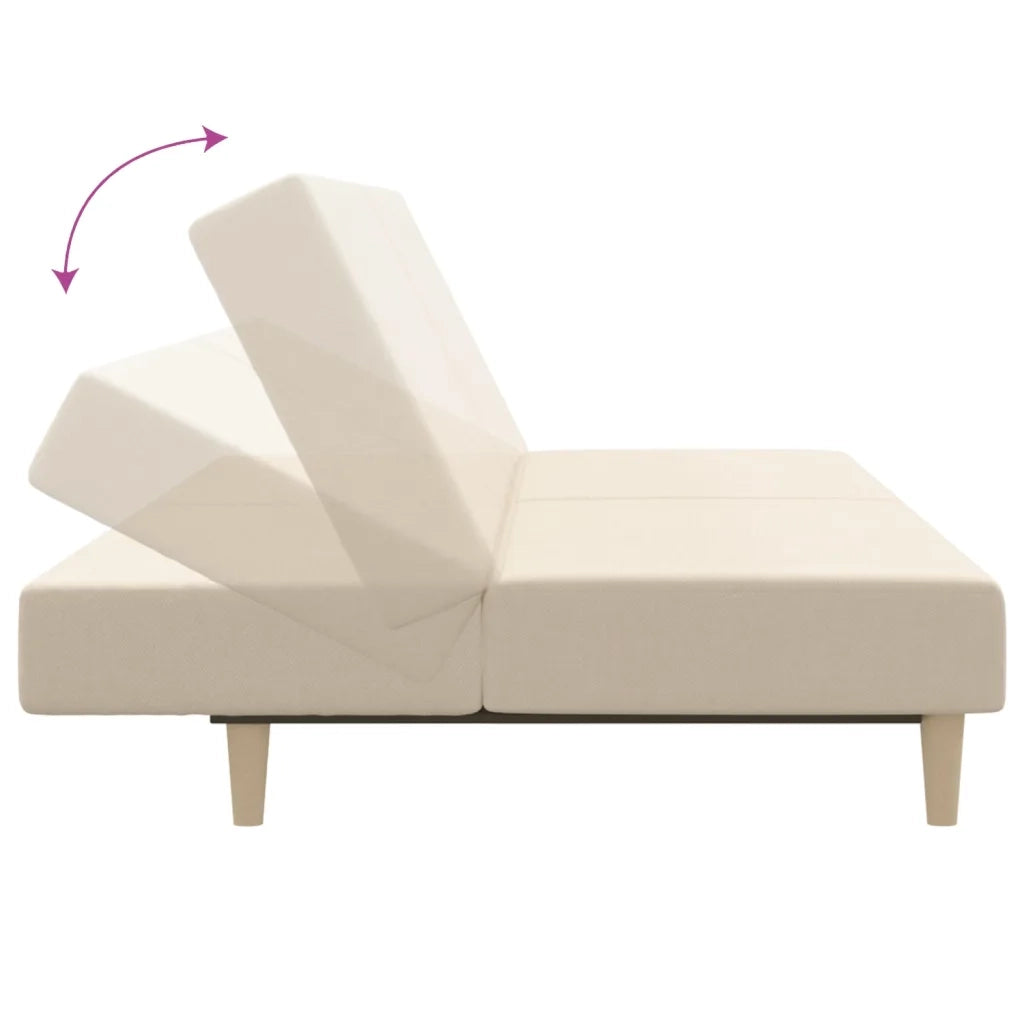 Divano Letto a 2 Posti Crema in Tessuto 375726