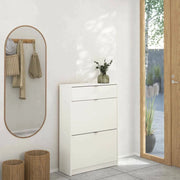 Scarpiera Theophile, Mobile portascarpe, Armadio da ingresso multiuso, Mobiletto per calzature, 70x24 h101 cm, Bianco