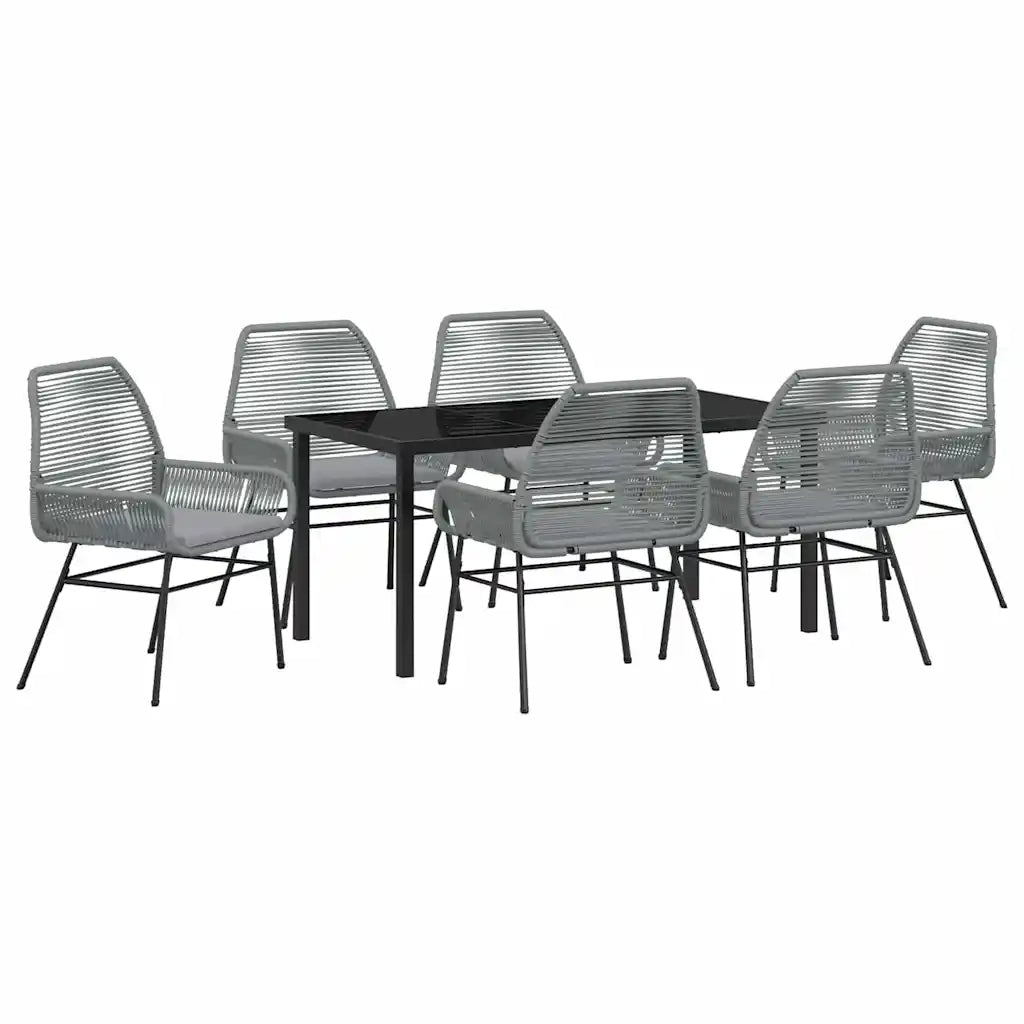 Set da Pranzo per Giardino con cuscino 7 pcs Grigio polyrattan 3380887