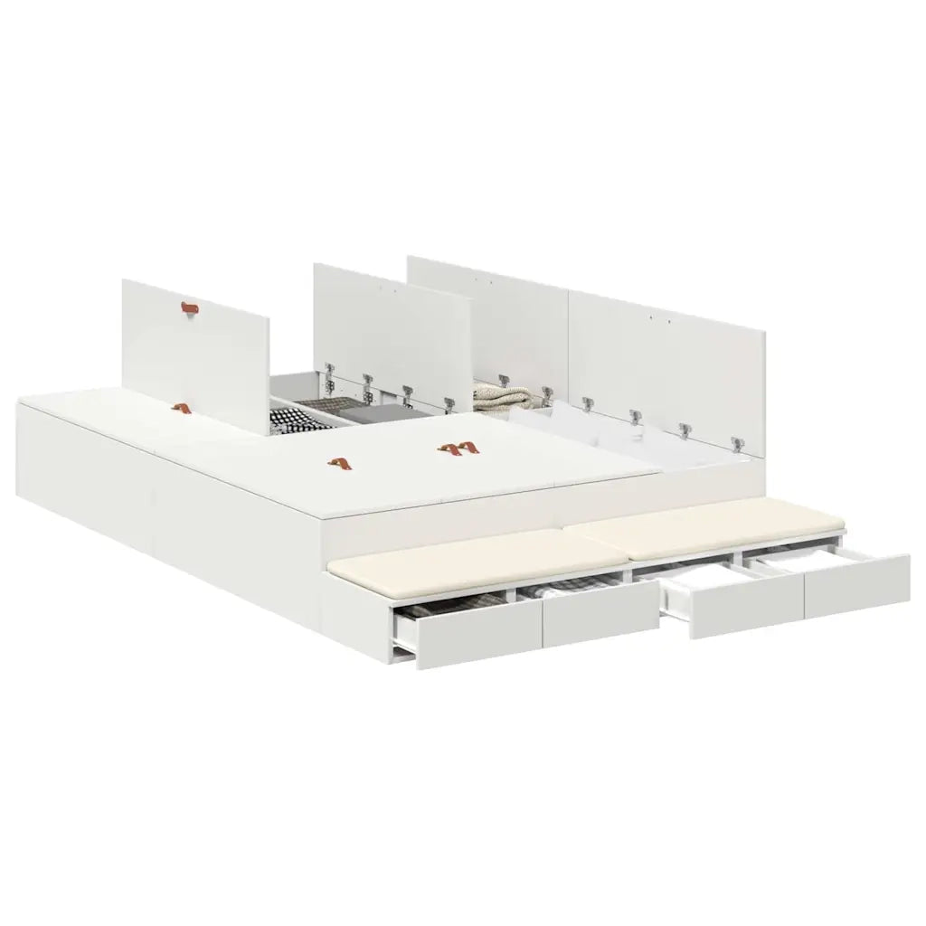 Struttura letto con contenitore Bianco 135 cm Legno multistrato 3335701