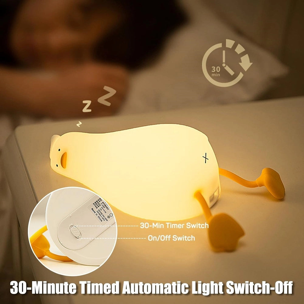 Trade Shop - Luce Notturna Forma Anatra Sdraiata In Silicone Lampada Ricaricabile Usb A Led Touch -