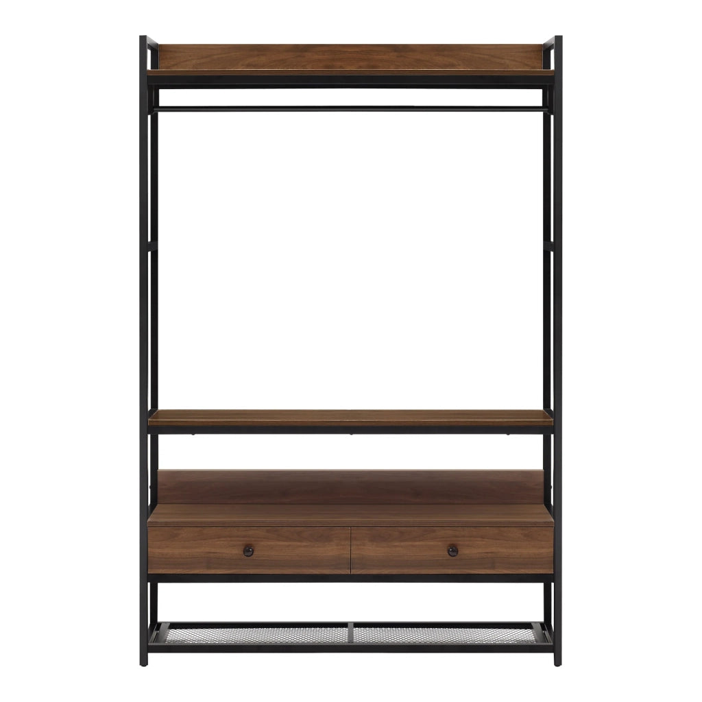 Appendiabiti in metallo e MDF 180 x 120 x 40 cm effetto noce canaletto 03_0008138