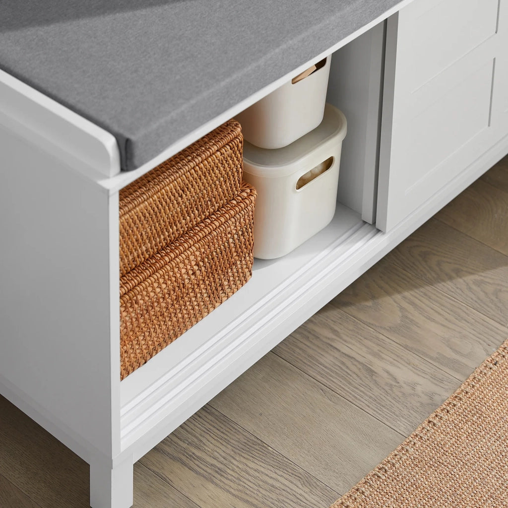 Scarpiera con Ante Scorrevoli Scarpiera Panca Portascarpe Panca ingresso Portascarpe con Cuscino 114x40x53 FSR86-W