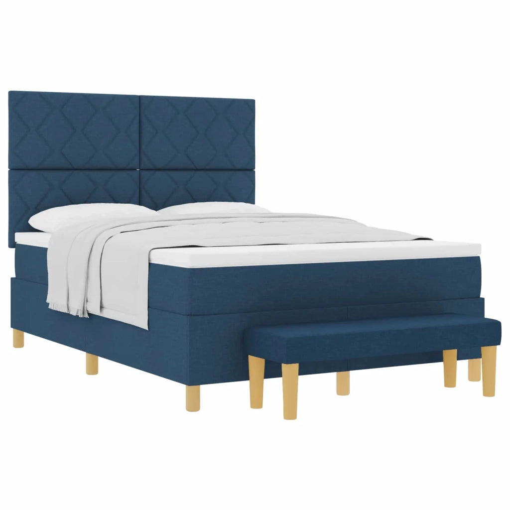 Letto a molle con cuscino con testiera Blu 200 x 140 cm Tessuto 3344386