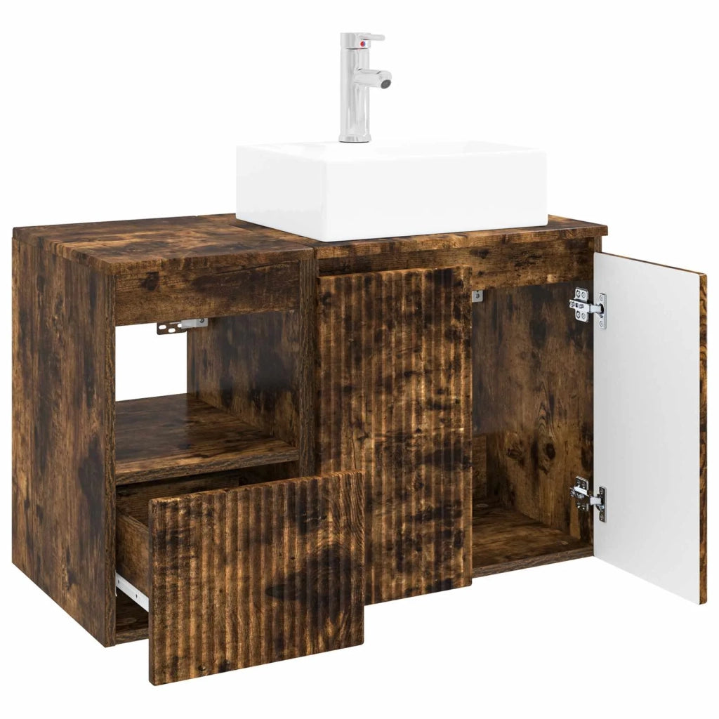 Set di mobili per il bagno 2 pz Rovere Fumo 3404059