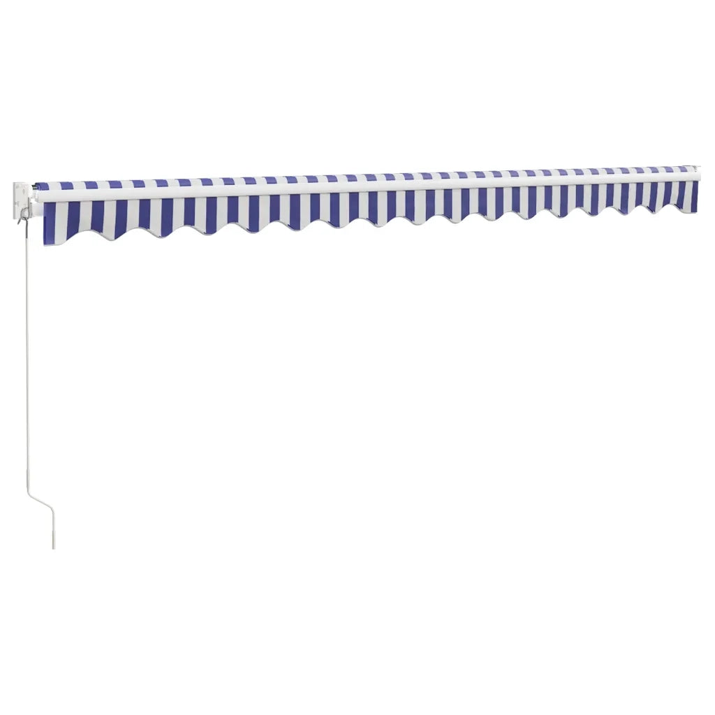 Tenda da Sole Retrattile-Tenda parasole per Patio Blu e Bianca 4x3 m Tessuto e Alluminio 296894