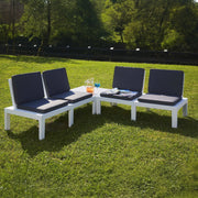Salottino Outdoor Ermes, set Salotto da Esterno 4 Posti Made in Italy, Bianco