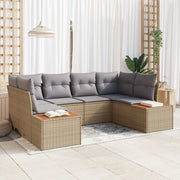 Set di divani da giardino da 6 pezzi con cuscini Beige Rattan Acacia