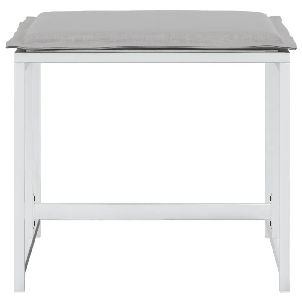Sgabelli Giardino con Cuscini 4 pz Bianchi Acciaio e Textilene