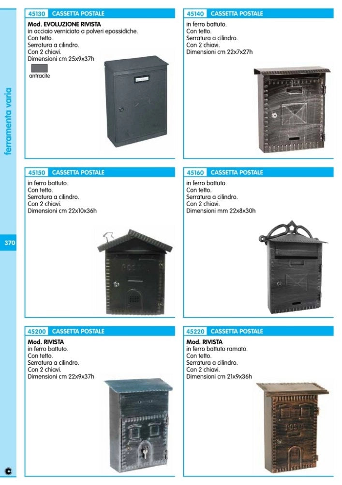 1pz cassetta postale evoluzione rivista con tetto+cilindro cod:ferx.30578