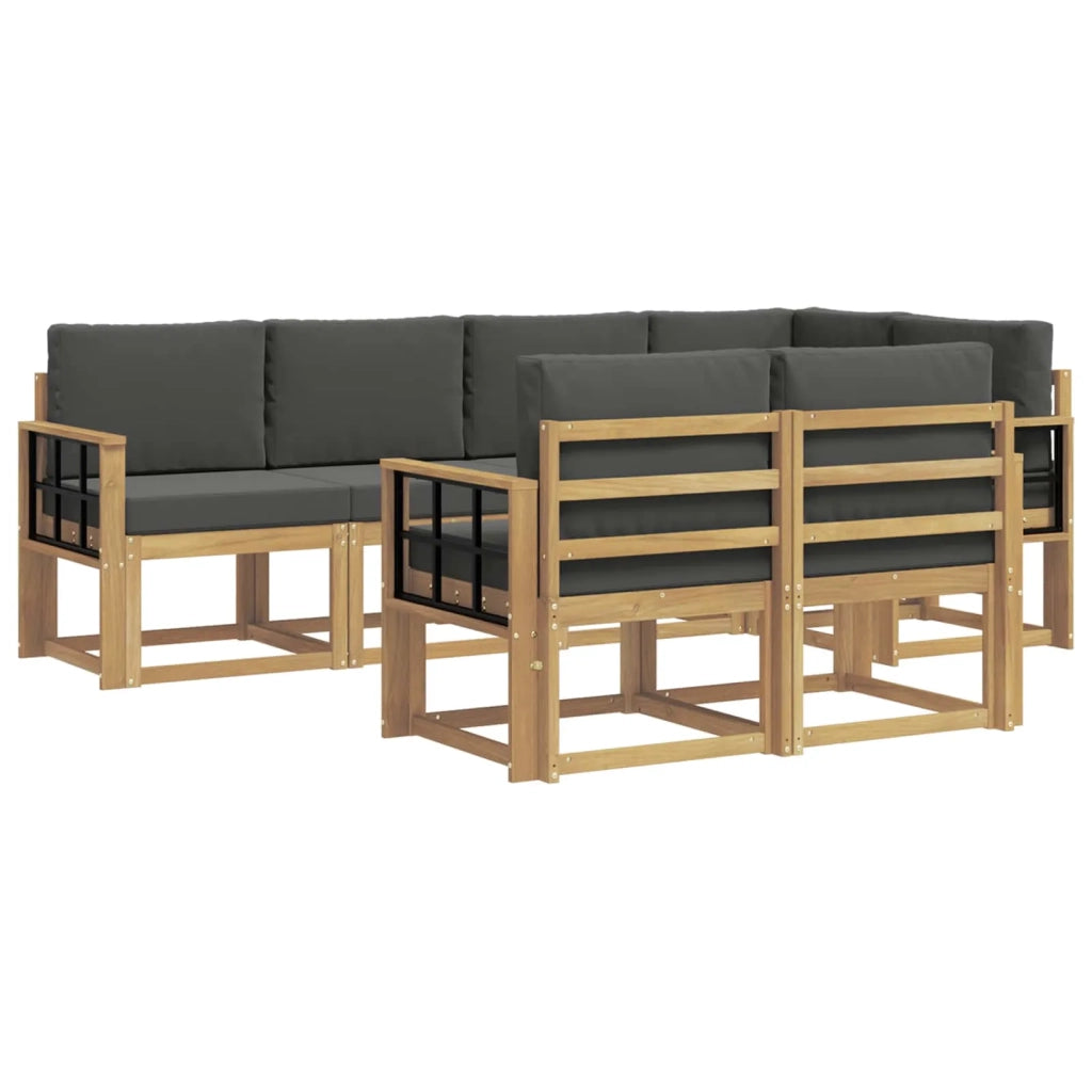 Set di divani da esterno 7 pz Bianco e Antracite Poliestere 3387781