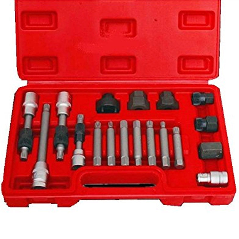 Trade Shop - Kit Di Chiavi Per Smontaggio Puleggia E Alternatore Motore Auto 18 Pezzi Valigia -
