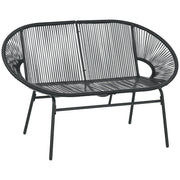 Poltrona Relax in Rattan Stile Boho ¨C Zephmum ¨C Nero 132x72x83 cm