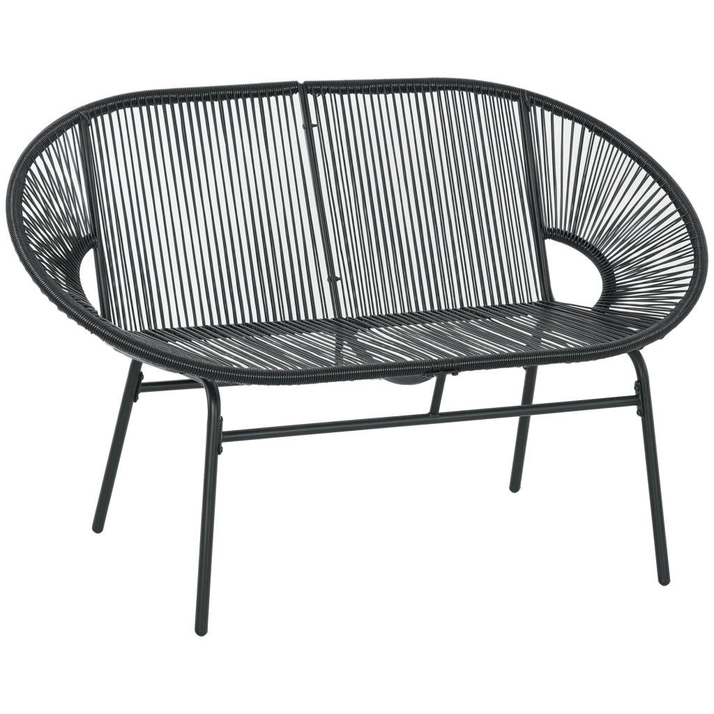Poltrona Relax in Rattan Stile Boho ¨C Zephmum ¨C Nero 132x72x83 cm