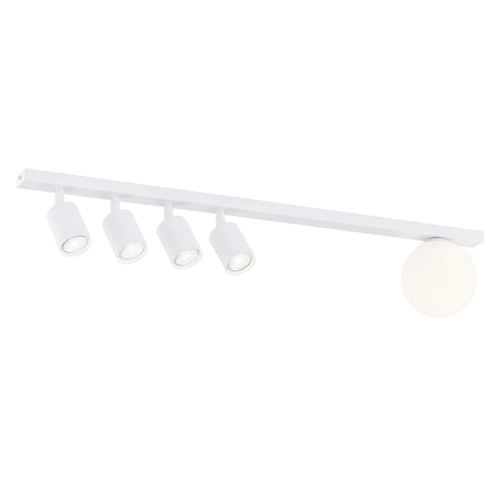 Plafoniera Minimal 5 Luci Sobek In Acciaio Bianco E14+Gu10