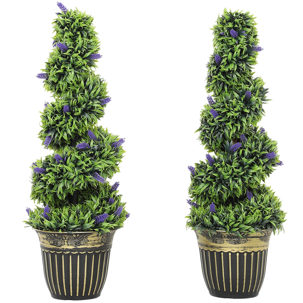 Set Piante Artificiali a Spirale in PE ¨C zephmum ¨C 90 cm Verde e Blu con Vaso