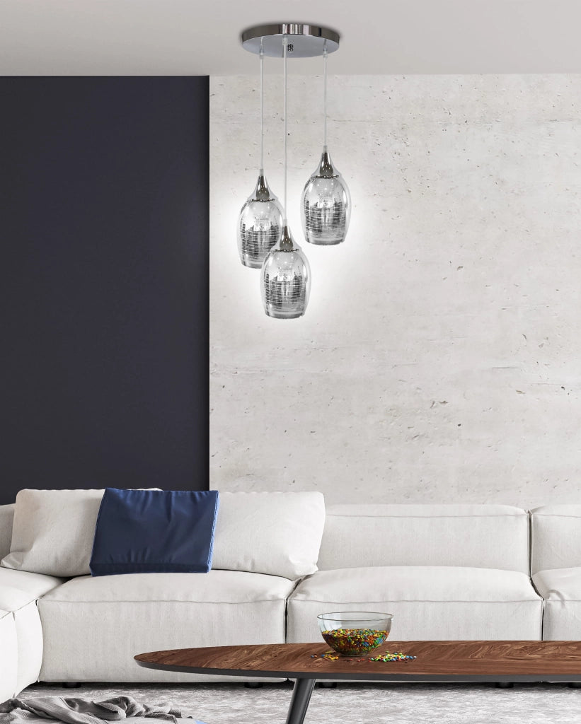 Lampadario Candellux Marina 33-60181 3xE27 cromo vetro