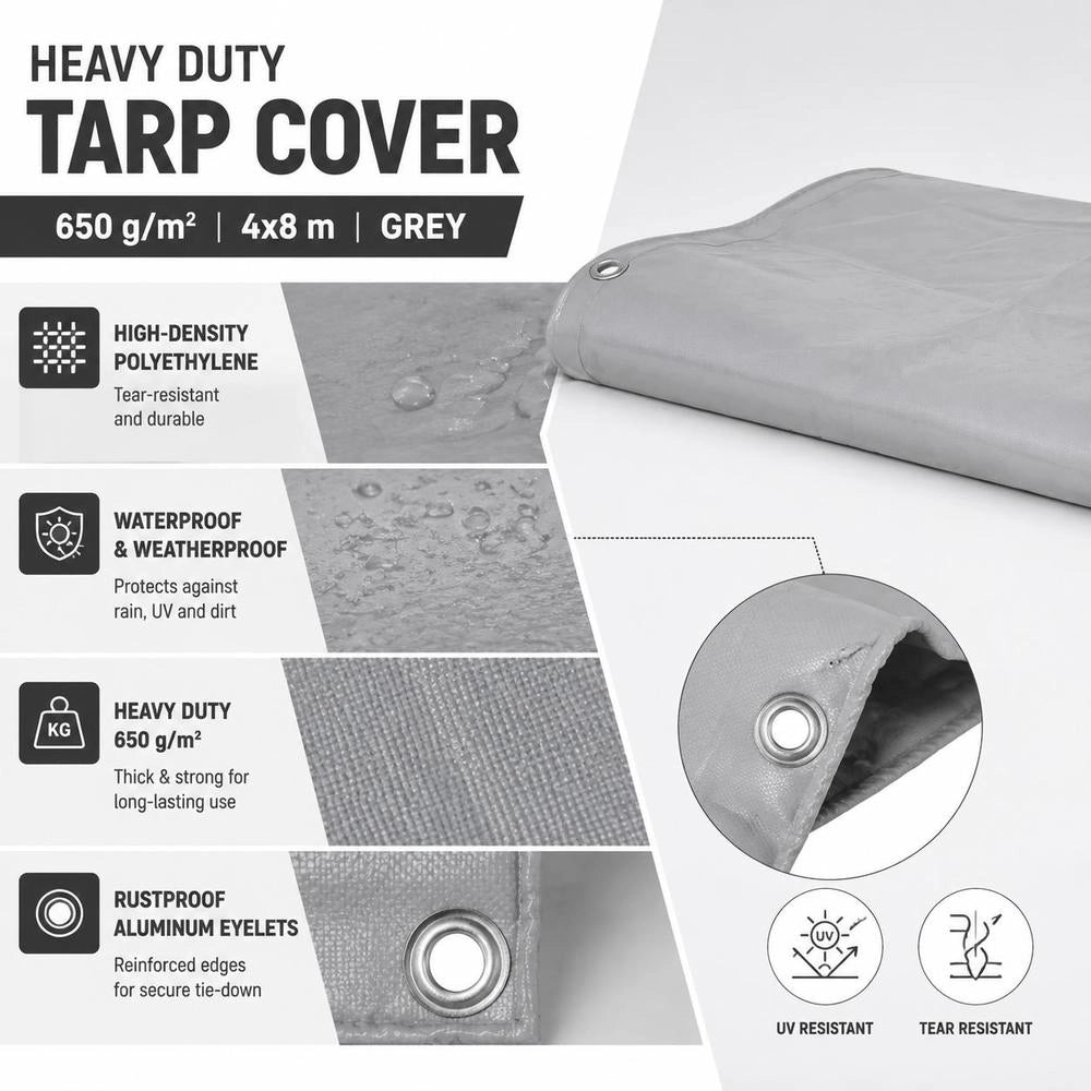 Tarpaulin 650 G/square Meter 4x8 M Grey
