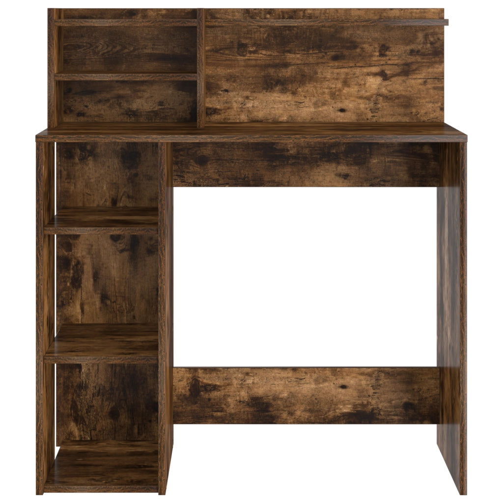 Scrivania con Storage in Rovere Affumicato 90x48x101.5 cm Legno Ingegnerizzato