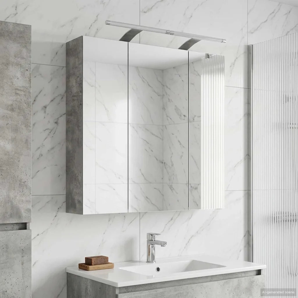 Mobiletto per specchio da bagno Grigio cemento 889098