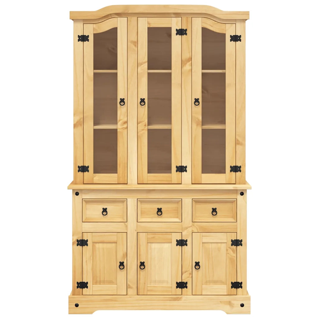 Credenza Corona Marrone 112x43x196cm in Legno di Pino Messicano 355085
