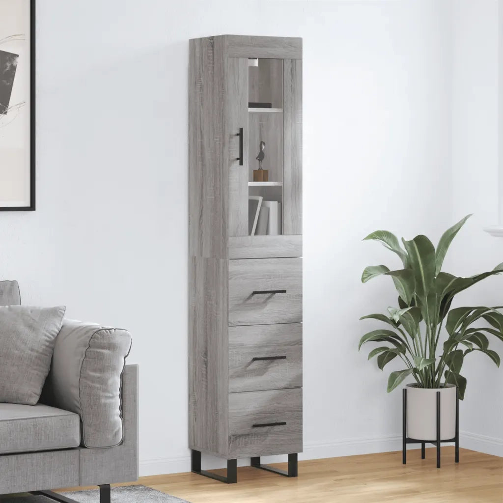 Credenza | Madia | Buffet da pranzo | Armadio da pranzo Grigio Sonoma 34,5x34x180 cm in Legno Multistrato