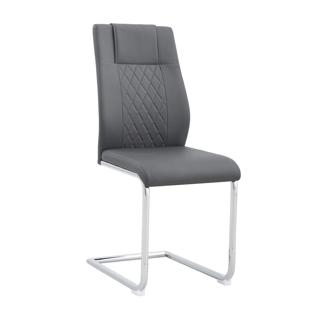 Sedie da Pranzo Scandinave ¨C MINIMAL ¨C Set 4 Pezzi, Similpelle Grigio Scuro, Gambe in Metallo