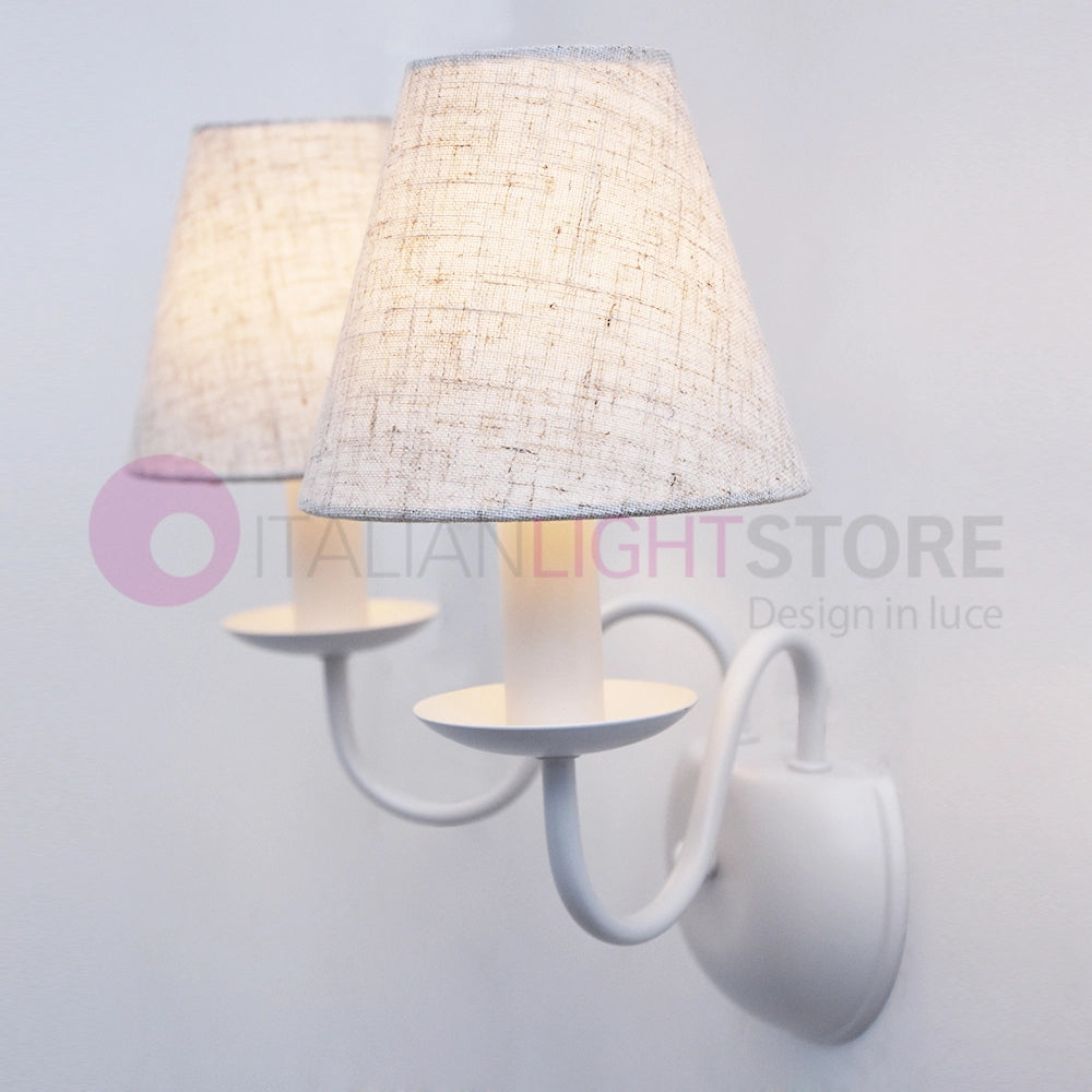 AFRODITE Applique Candelabro Rustico 2 Luci Stile Provenzale con Paralumi Sabbia