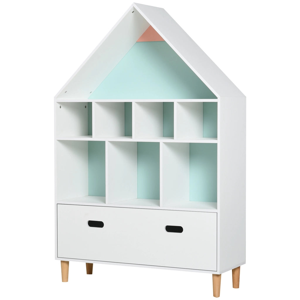 Libreria a cubi per bambini con mensole ¨C zephmum ¨C bianca, azzurra, rosa 82x30x126 cm
