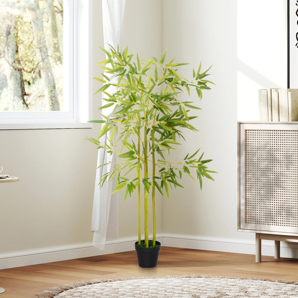 Bamb¨´ in Vaso Artificiale, Pianta Finta Decorazione per Interno ed Esterno, Altezza 120cm, Verde