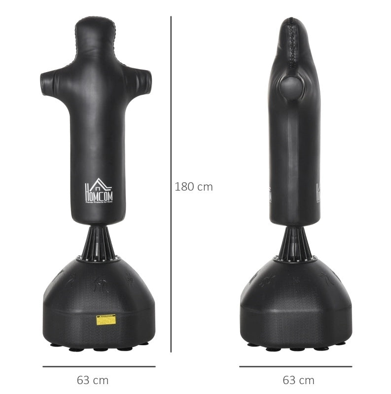 Sacco da Boxe Stabile 180 cm con Base Riempibile e Design Umanoide Nero