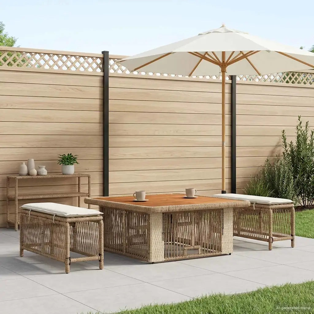 Set da Pranzo per Giardino 3 pcs Beige e Crema polyrattan