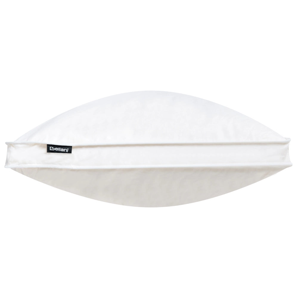 Set di 2 cuscini da letto guanciali in cotone bianco piumino d'anatra e piume 40 x 80 cm alto medio morbido