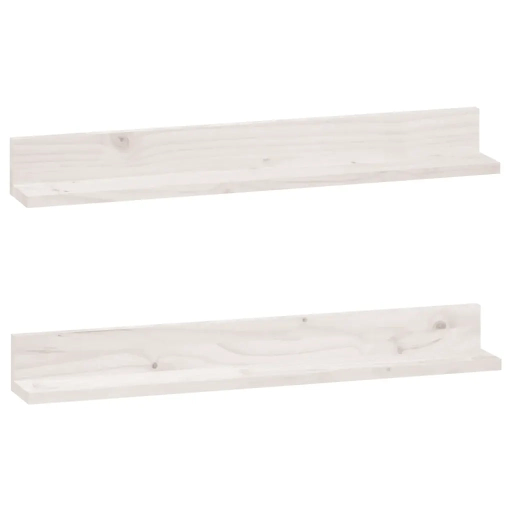 Mensole da Parete 2 pz Bianco 80x11x9cm Legno Massello di Pino 823605