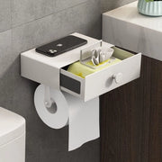 Supporto per carta igienica con contenitore umido, supporto per carta igienica senza perforazione, supporto per carta igienica con piastra, supporto per carta igienica per bagno e toilette da appendere al muro (bianco)