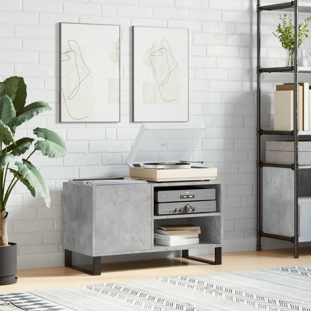 Mobile Porta Dischi Grigio Cemento 85x38x48cm Legno Multistrato 831712