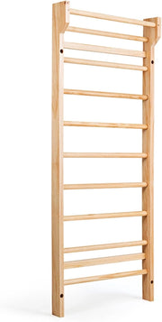 Spalliera Svedese Adulti e Bambini, Scala Svedese in Legno a 10 Gradini, Spalliera Palestra e Casa, Carico Massimo 100 kg, 195 x 80 x 14 cm