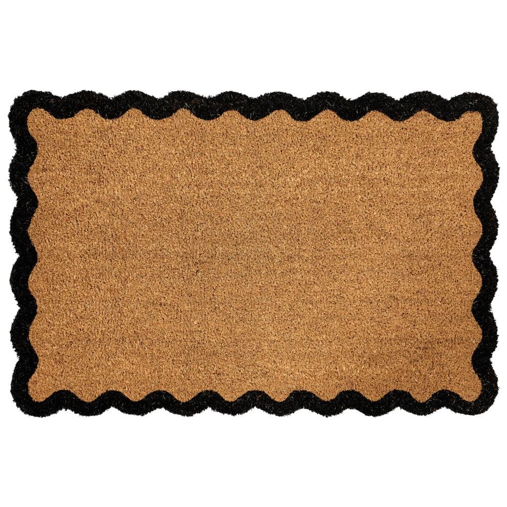 Zerbino di benvenuto in fibra di cocco antiscivolo 60 x 90 cm con supporto in PVC Design ondulato naturale