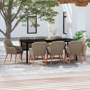 Set da Pranzo da Giardino 9 pz con Cuscini Marrone 3099516