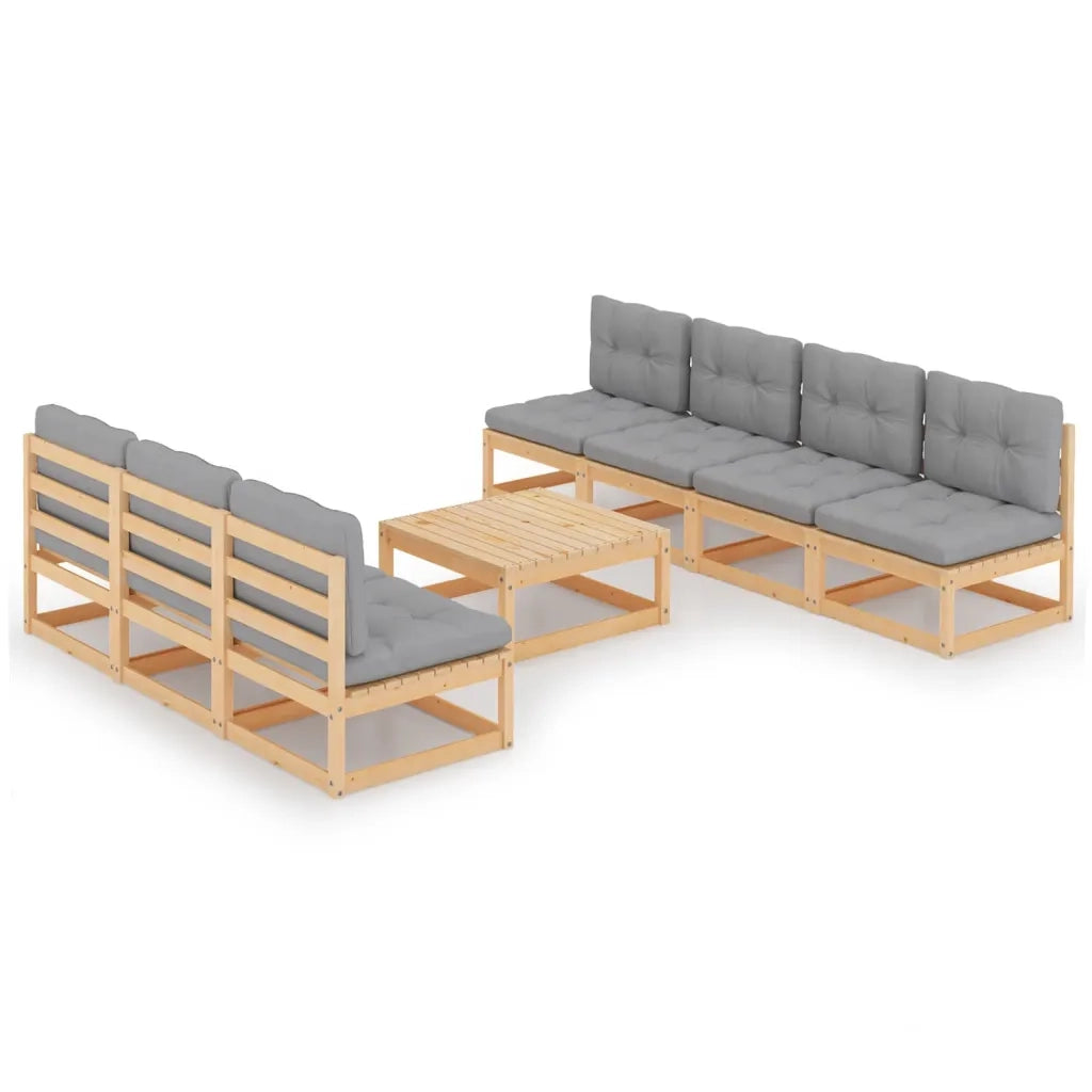 Set Divani da Giardino 8 pz con Cuscini Legno Massello di Pino 3076399