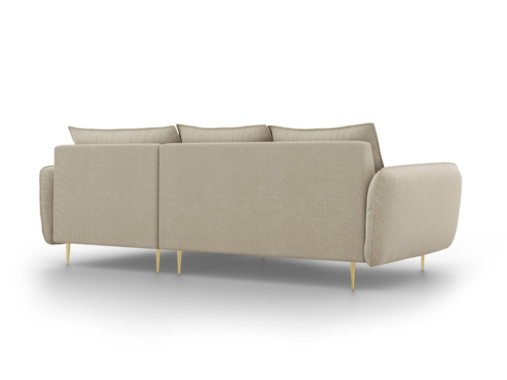 Cosmopolitan Design - Divano angolare destro "Vienna" 5 posti in tessuto strutturato beige 