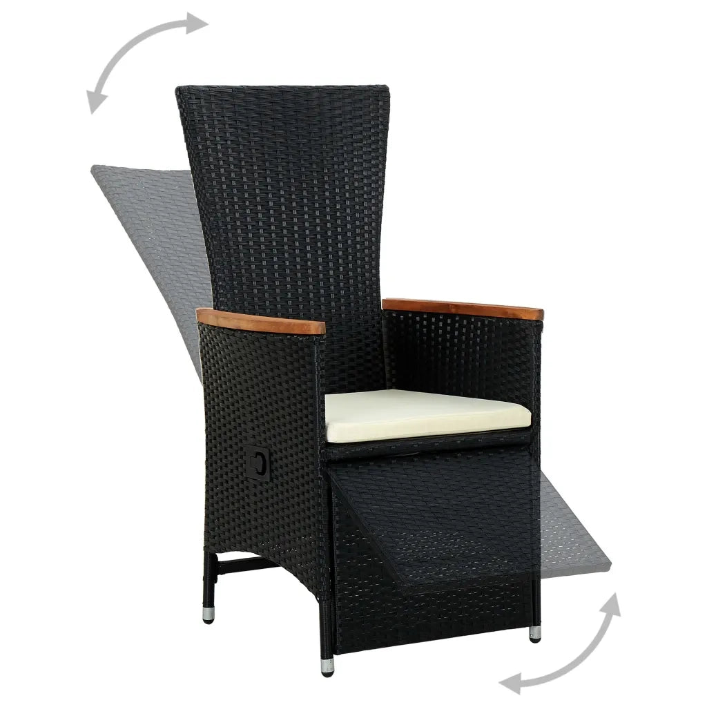 Set da Pranzo da Giardino 7 pz in Polyrattan e Acacia Nero 47681